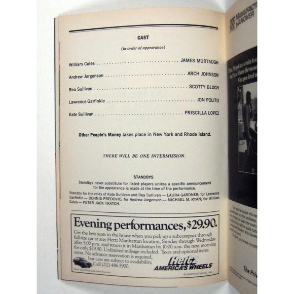 Other People's Money Playbill February 1990 Theatre James Murtaugh Scotty Bloch - Picture 6 of 8